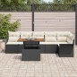 vidaXL Set pranzo giardino 7 pezzi con cuscini in rattan sintetico nero e acacia
