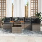vidaXL Set da pranzo per il giardino in 7 pezzi con cuscini grigi in polirattan e acacia