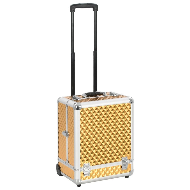 Valigia Trolley per Cosmetici 35x29x45 cm Oro in Alluminio Valigia Trolley per Cosmetici 35x29x45 cm Oro in Alluminio