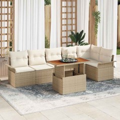 vidaXL Set da Pranzo per Giardino 7 Pezzi con Cuscini Beige