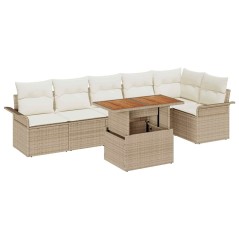 vidaXL Set da Pranzo per Giardino 7 Pezzi con Cuscini Beige