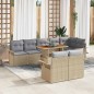 vidaXL Set da Pranzo da Giardino 9 Pezzi con Cuscini in Rattan Sintetico Beige e Acacia vidaXL Set da Pranzo da Giardino 9 Pezzi con Cuscini in Rattan Sintetico Beige e Acacia
