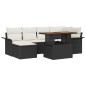 vidaXL Set da Pranzo da Giardino 7 Pezzi con Cuscini in Rattan Plastico Nero e Legno di Acacia