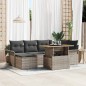 vidaXL Set da pranzo da giardino 7 pezzi con cuscini grigi in rattan sintetico e acacia