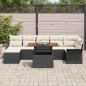 vidaXL Set da pranzo da giardino da 8 pezzi con cuscini in rattan poliuretano nero e legno di acacia. vidaXL Set da pranzo da giardino da 8 pezzi con cuscini in rattan poliuretano nero e legno di acacia.