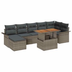 vidaXL Set da Pranzo da Giardino 8 Pezzi con Cuscini Grigi in Rattan Sintetico Acacia