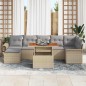 vidaXL Set pranzo giardino 8 pezzi con cuscini beige in polyrattan e legno di acacia