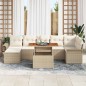 vidaXL Set da pranzo da giardino 8 pezzi con cuscini beige in rattan e acacia. vidaXL Set da pranzo da giardino 8 pezzi con cuscini beige in rattan e acacia.