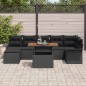 vidaXL Set da Pranzo da Giardino 8 Pezzi con Cuscini in Rattan Nero e Acacia