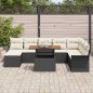 vidaXL Set da pranzo da giardino in 9 pezzi con cuscini in rattan nero e legno di acacia