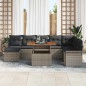vidaXL Set da pranzo da giardino in 9 pezzi con cuscini grigi in rattan polietilene e legno acacia