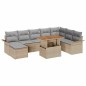vidaXL Set da Pranzo da Giardino , 9 Pezzi, con Cuscini Beige in Polyrattan e Acacia
