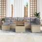 vidaXL Set da Pranzo da Giardino , 9 Pezzi, con Cuscini Beige in Polyrattan e Acacia