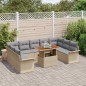 vidaXL Set Pranzo Giardino 10 Pezzi con Cuscini in Poly Rattan Beige e Acacia