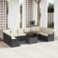 vidaXL Set da pranzo da giardino 11 pezzi con cuscini in polirattan nero e legno di acacia