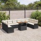 vidaXL Set da pranzo da giardino 11 pezzi con cuscini in polirattan nero e legno di acacia