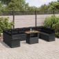 vidaXL Set da Pranzo da Giardino da 11 Pezzi con Cuscini in Rattan Nero e Poliestere