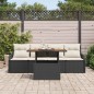 vidaXL Set di divani da giardino , 5 pezzi con cuscini in rattan nero e acacia.