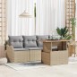 vidaXL Set di divani da giardino , 5 pezzi, con cuscini beigi e rattan acacia.