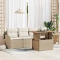 vidaXL Set da Giardino in 5 pezzi con cuscini beige in rattan sintetico e acacia
