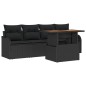 vidaXL Set di divani da giardino 5 pezzi con cuscini in rattan sintetico nero e acciaio.