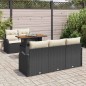 vidaXL Set da Giardino a 6 Pezzi con Cuscini Neri in Polyrattan e Legno di Acacia