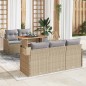 vidaXL Set di Divano da Giardino a 6 Pezzi con Cuscini Beige in Rattan Plastico e Acacia.