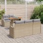 vidaXL Set di Divano da Giardino a 6 Pezzi con Cuscini Beige in Rattan Plastico e Acacia.