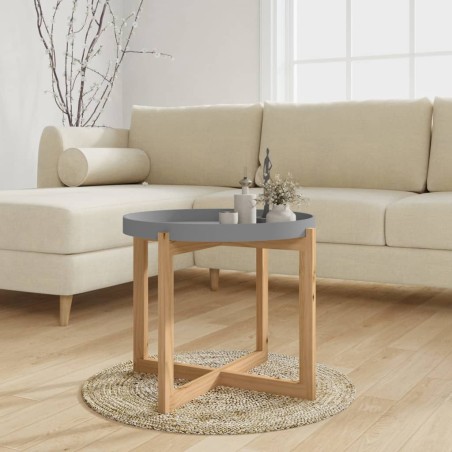Tavolino Grigio 53x53x43,5cm Legno Multistrato e Massello Pino