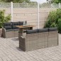 vidaXL Set di divani da giardino 7 pezzi con cuscini grigi in polirattan e acacia.
