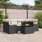vidaXL Set da Giardino 7 Pezzi con Cuscini in Rattan Nero e Acacia