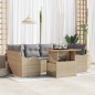 vidaXL Set divano da giardino 7 pezzi con cuscini beige in polirattan e legno d'acacia vidaXL Set divano da giardino 7 pezzi con cuscini beige in polirattan e legno d'acacia
