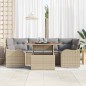 vidaXL Set divano da giardino 7 pezzi con cuscini beige in polirattan e legno d'acacia vidaXL Set divano da giardino 7 pezzi con cuscini beige in polirattan e legno d'acacia