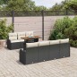 vidaXL Set di Divani da Giardino 8 Pezzi con Cuscini in Rattan Polyrattan Nero e Acacia.