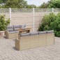 vidaXL Set Divano da Giardino 8 Pezzi con Cuscini Beige in Rattan Sintetico e Legno di Acacia
