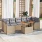 vidaXL Set di Sofà da Giardino 8 Pezzi con Cuscini Beige, Rattan Sintetico e Acacia