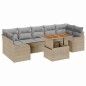 vidaXL Set di Sofà da Giardino 8 Pezzi con Cuscini Beige, Rattan Sintetico e Acacia