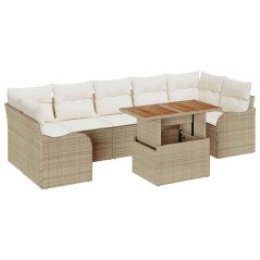 vidaXL Set di divani da giardino 8 pezzi con cuscini beige, in rattan sintetico e acacia.
