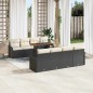 vidaXL Set di divani da giardino da 9 pezzi con cuscini neri in Poly Rattan e Acacia.