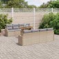 vidaXL Set di divani da giardino 9 pezzi con cuscini in rattan sintetico beige e legno di acacia