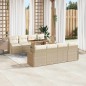 vidaXL Set di divani da giardino 9 pezzi con cuscini beige in rattan sintetico e acacia. vidaXL Set di divani da giardino 9 pezzi con cuscini beige in rattan sintetico e acacia.