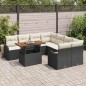vidaXL Set da Giardino 9 Pezzi con Cuscini Neri, Rattan Sintetico e Acacia