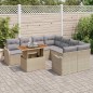 vidaXL Set Divano da Giardino 9 Pezzi con Cuscini Beige in Rattan Sintetico e Acacia