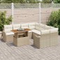 vidaXL Set di divani da giardino 9 pezzi con cuscini beige in poly rattan e acacia