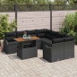 vidaXL Set da giardino con 9 pezzi di , cuscini in rattan sintetico nero e acacia.