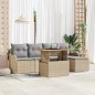 vidaXL Set Divano da Giardino 6 Pezzi con Cuscini Beige in Rattan e Acacia