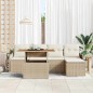 vidaXL Set di divani da giardino a 6 pezzi con cuscini beige in rattan sintetico e acacia