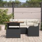 vidaXL Set Giardino 5 Pezzi con Cuscini in Rattan Nero e Acacia