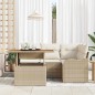 Set divani giardino 5 pezzi con cuscini beige in rattan sintetico e acacia