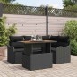 vidaXL Set divano da giardino 5 pezzi con cuscini in rattan polietilene nero e legno di acacia